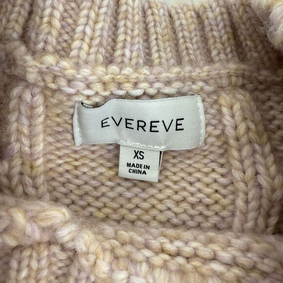 Evereve Sweater Women XS Pink Chunky Cable Knit Modern Pullover Wool Blend - Picture 9 of 15